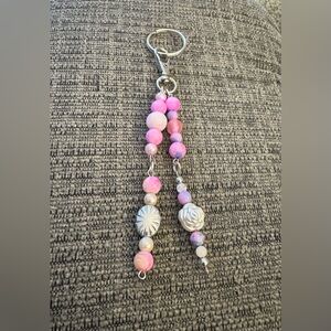 Pink Handmade Beaded Boho Bag Charm/Keychain